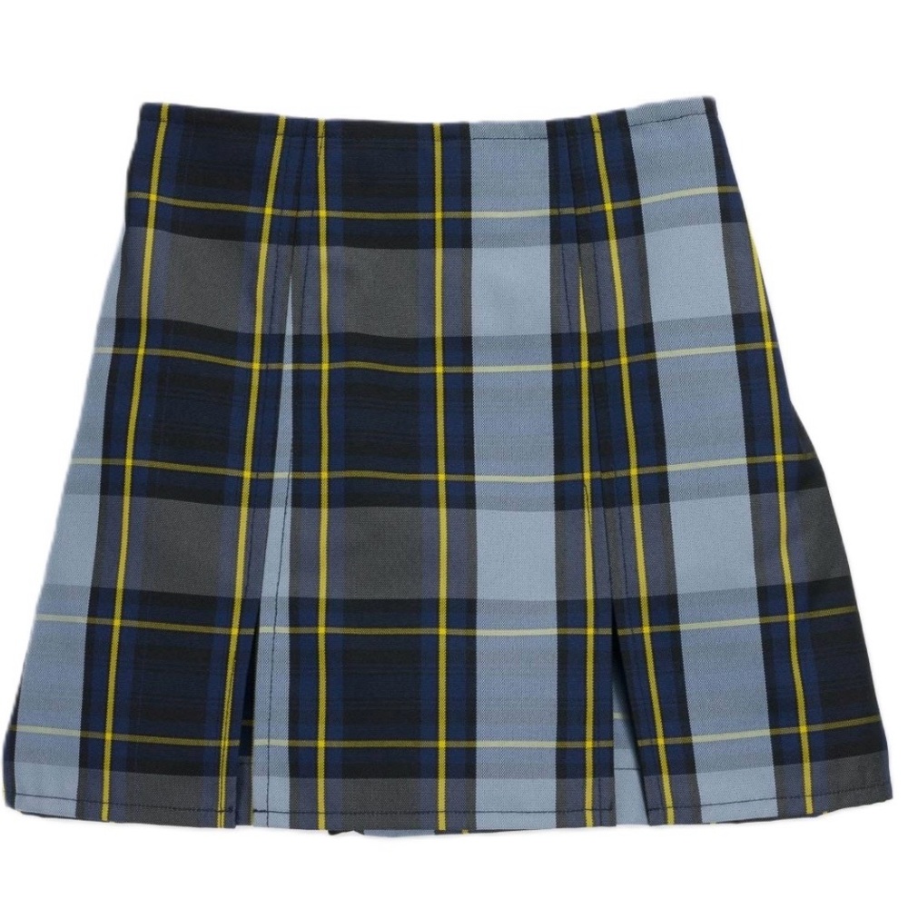 T Planet Uniforms - Girls' Pleated Plaid Skort in Blue, Gray & Yellow - Size 10